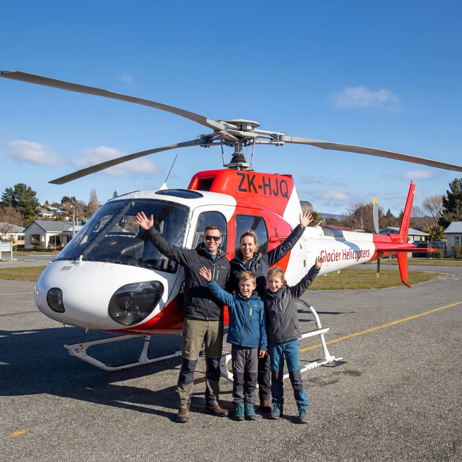 Visiteurs devant l'hélicoptère